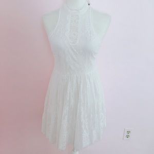 Free people white lace sleeveless mini dress